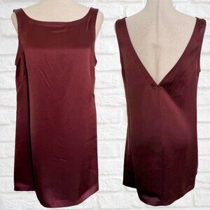 NWT Rebecca Taylor Heavy Satin Shift Dress Low Back Sleeveless Size 10 Brown
